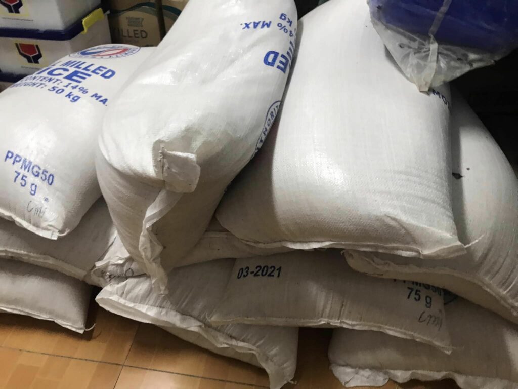 Sacks of rice from DSWD. | Photo by Aaron Lloyd Refoyo.